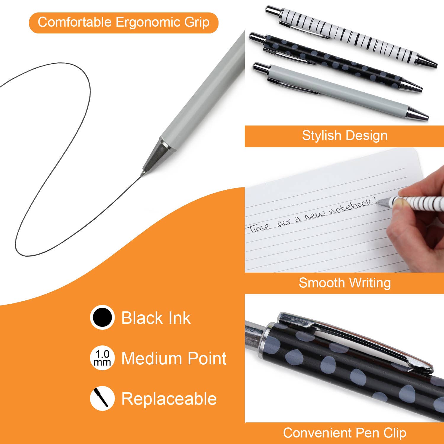 Powell Creative Products Ltd – wholesale Pen – Set of 3 Ballpoint Pens for Student Teenager School Office3