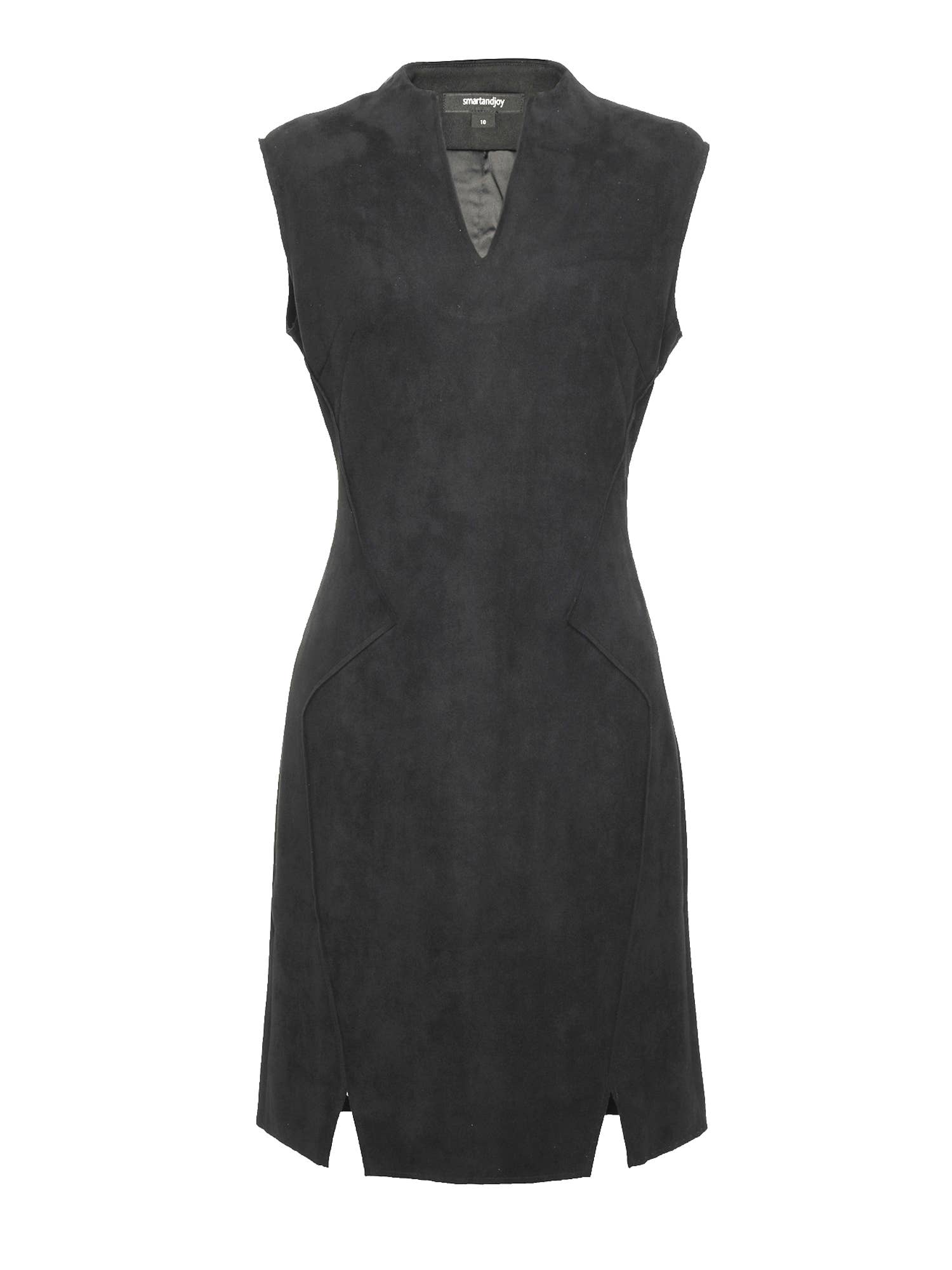 Smart and Joy – Engroshandel Kjole - Dame – Struktureret ruskindsdress med høj V-udskæring og skulderpuder W982410