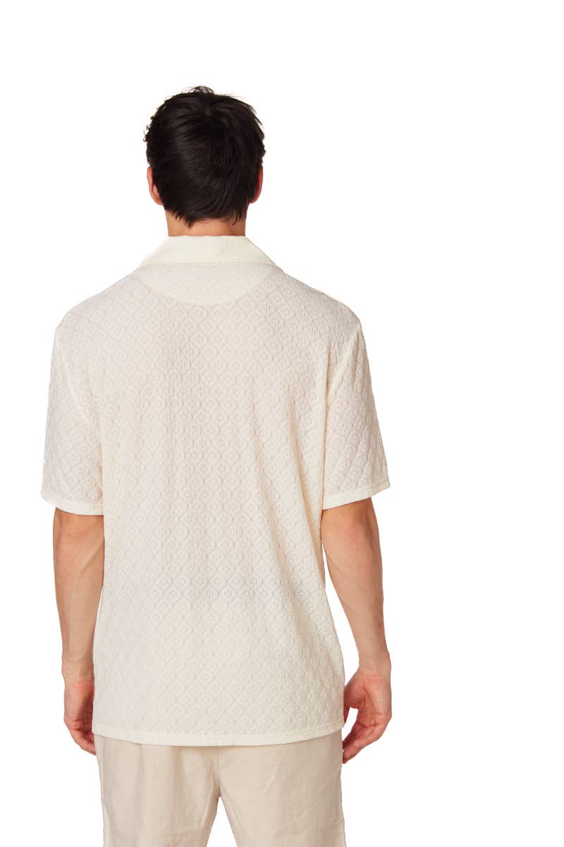 Crochet/Textured Short Sleeve Men's Shirt  for wholesale on Faire1