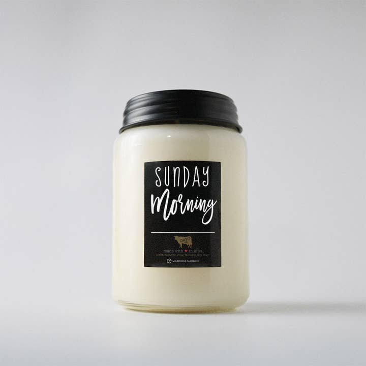 26 oz Farmhouse Jar Candle: Sunday Morning for wholesale by Milkhouse Candle Company