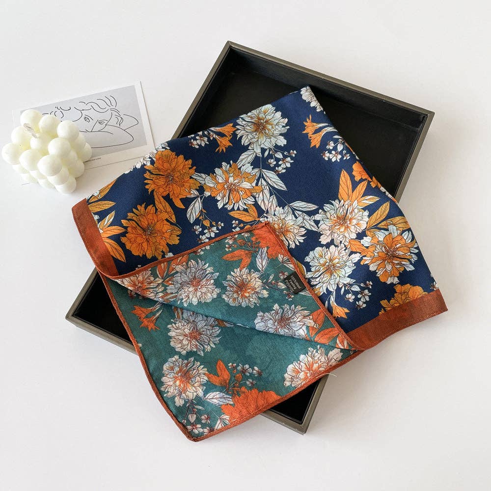 Dipped Shop - Wholesale Scarf - Women's - Elegant Flower Print Long Satin Scarf DP25G5019