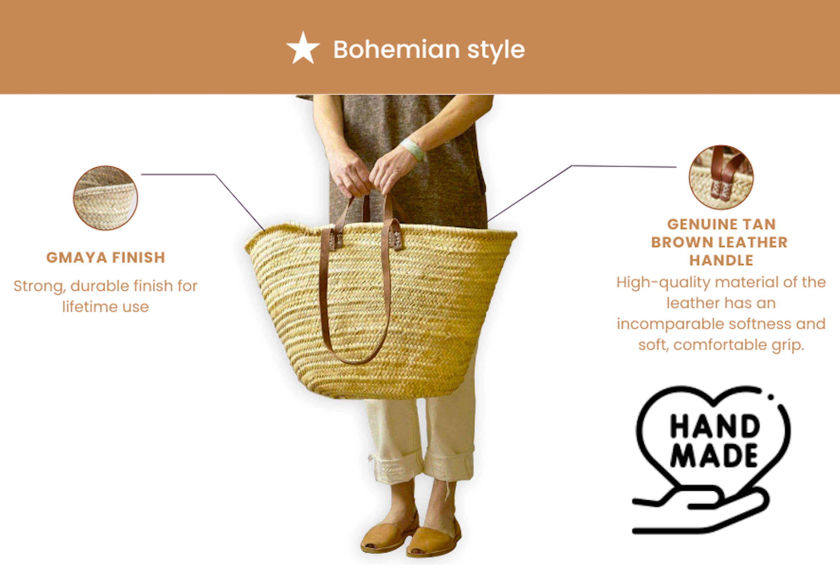 NomadWeave Ltd - Wholesale Beach Bag - French basket with double leather handles, market basket6