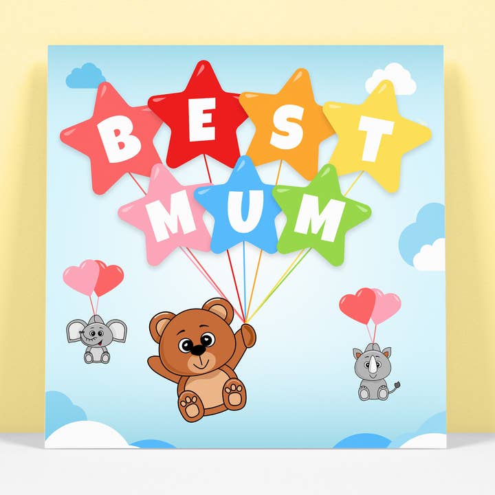 Best Mum Card - Happy Birthday - Mothers Day - Bear Card for wholesale by RoleyOleyMoley