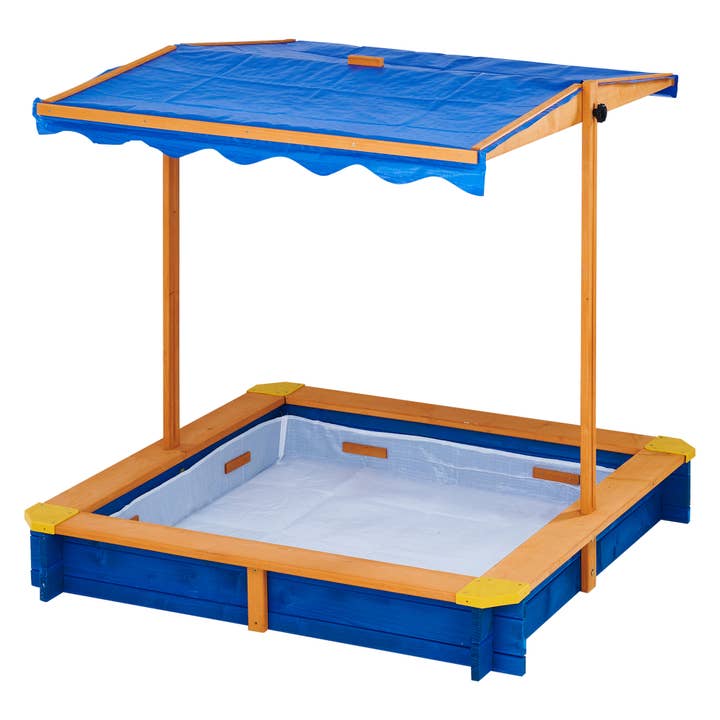 Outdoor Summer Sand Box - Wood / Blue for wholesale by Teamson