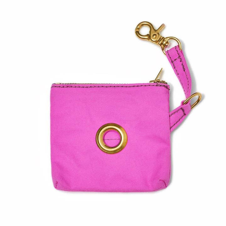 Bright Pink Waxed Canvas Poop Bag Pouch for wholesale by Found My Animal