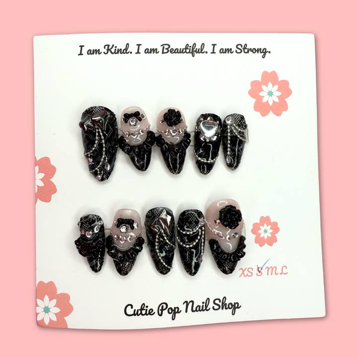 Dentelle Angélique - Noir pour la vente par Cutie Pop Nail Shop