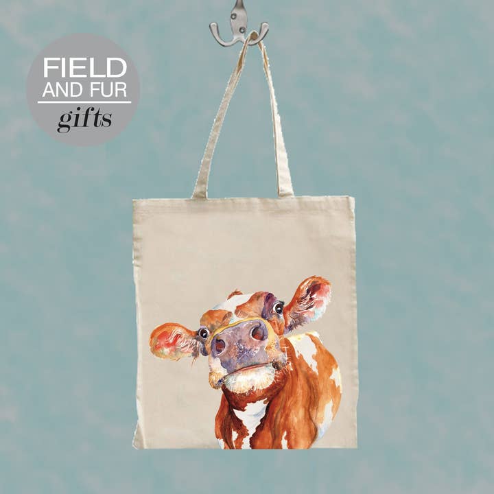 Keith, Holstein Cow Tote Shopping Bag for wholesale by Field and Fur Gifts