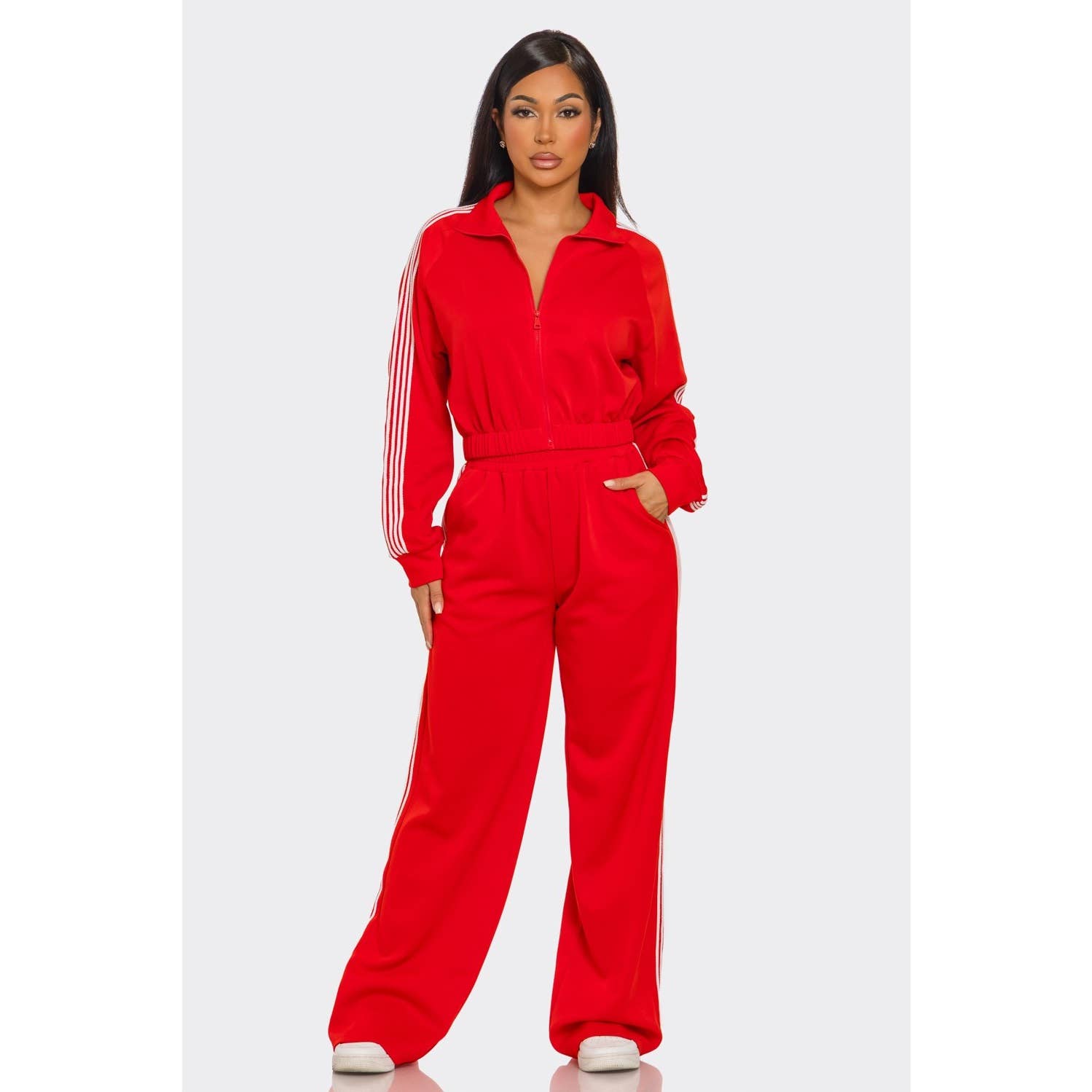 omgstyles - Wholesale Top & Pant Set (NOT Loungewear) - Women's - Pants Set Long Sleeve Zip Up6
