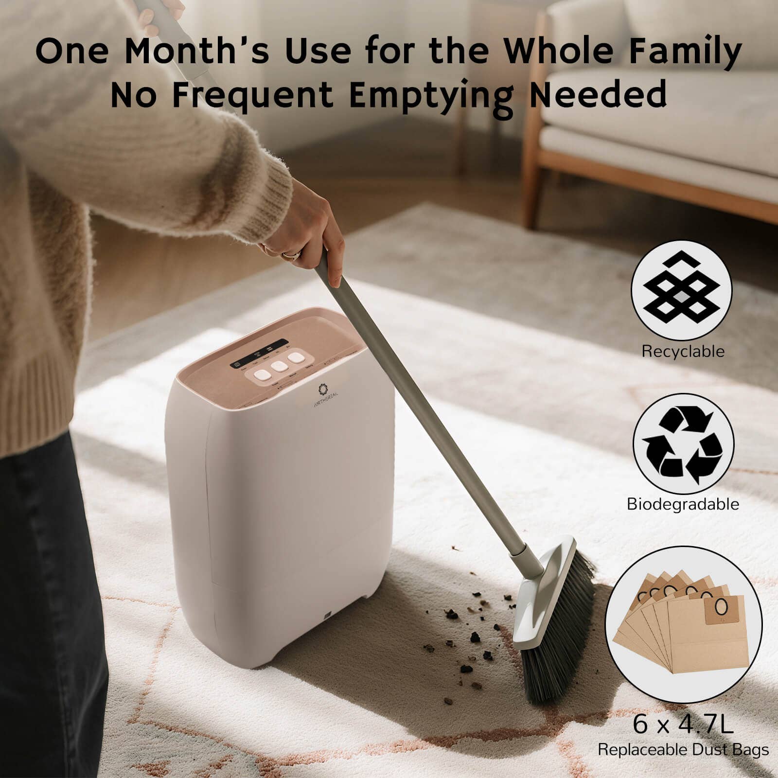 Airthereal - Wholesale Vacuum Cleaner - T1 Plus Touchless Vacuum Dustpan with 4.7L Dust Bag3