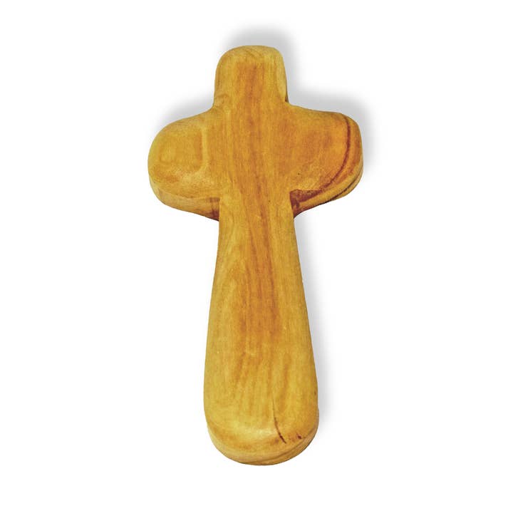 Piccola Croce Tascabile in Legno d'Olivo Intagliata a Mano da Betlemme per la vendita all'ingrosso da parte di Fair to Trade Ltd