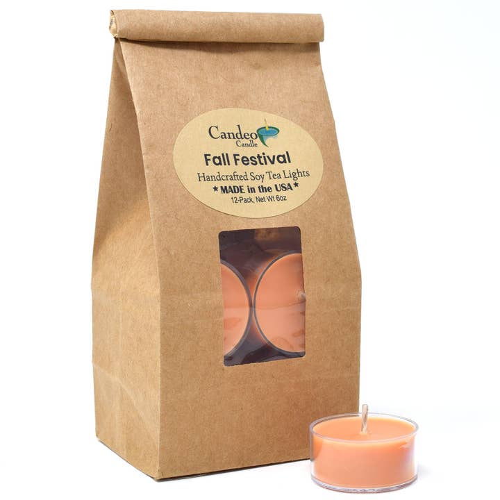 Fall Festival, Soy Tea Light 12-Pack for wholesale by Candeo Candle