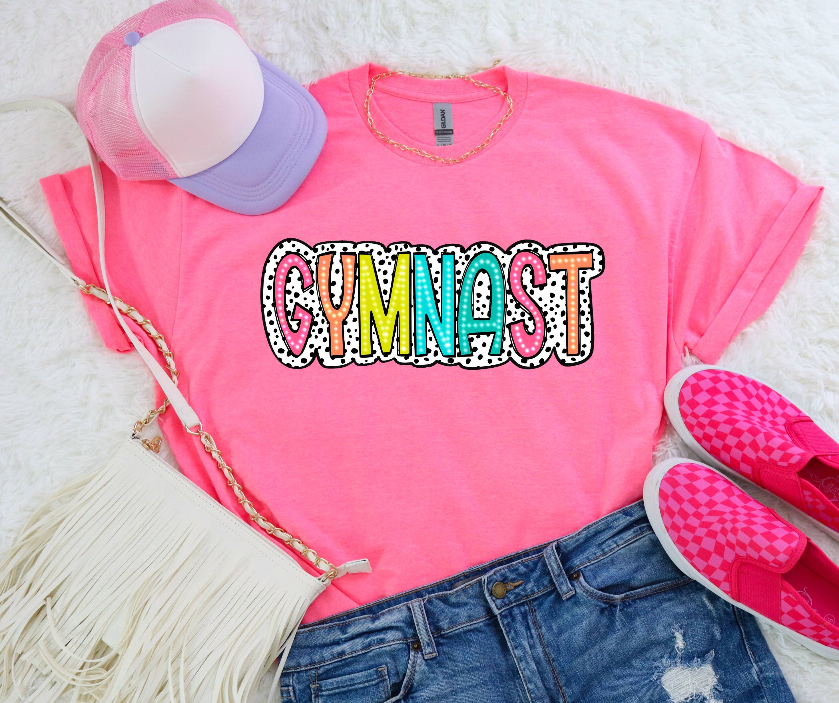 Simple Tymes - Wholesale Sublimation Transfer - Gymnast Colorful Dalmatian Dot DTF Print