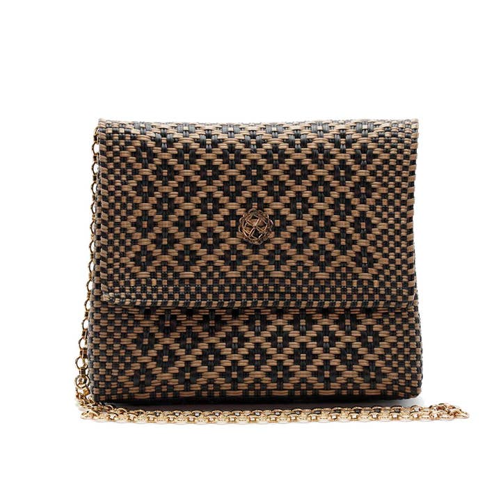 Borsa a tracolla Gold/ Black Aztec per la vendita all'ingrosso da parte di Lola's Bag by Georgina Herrera