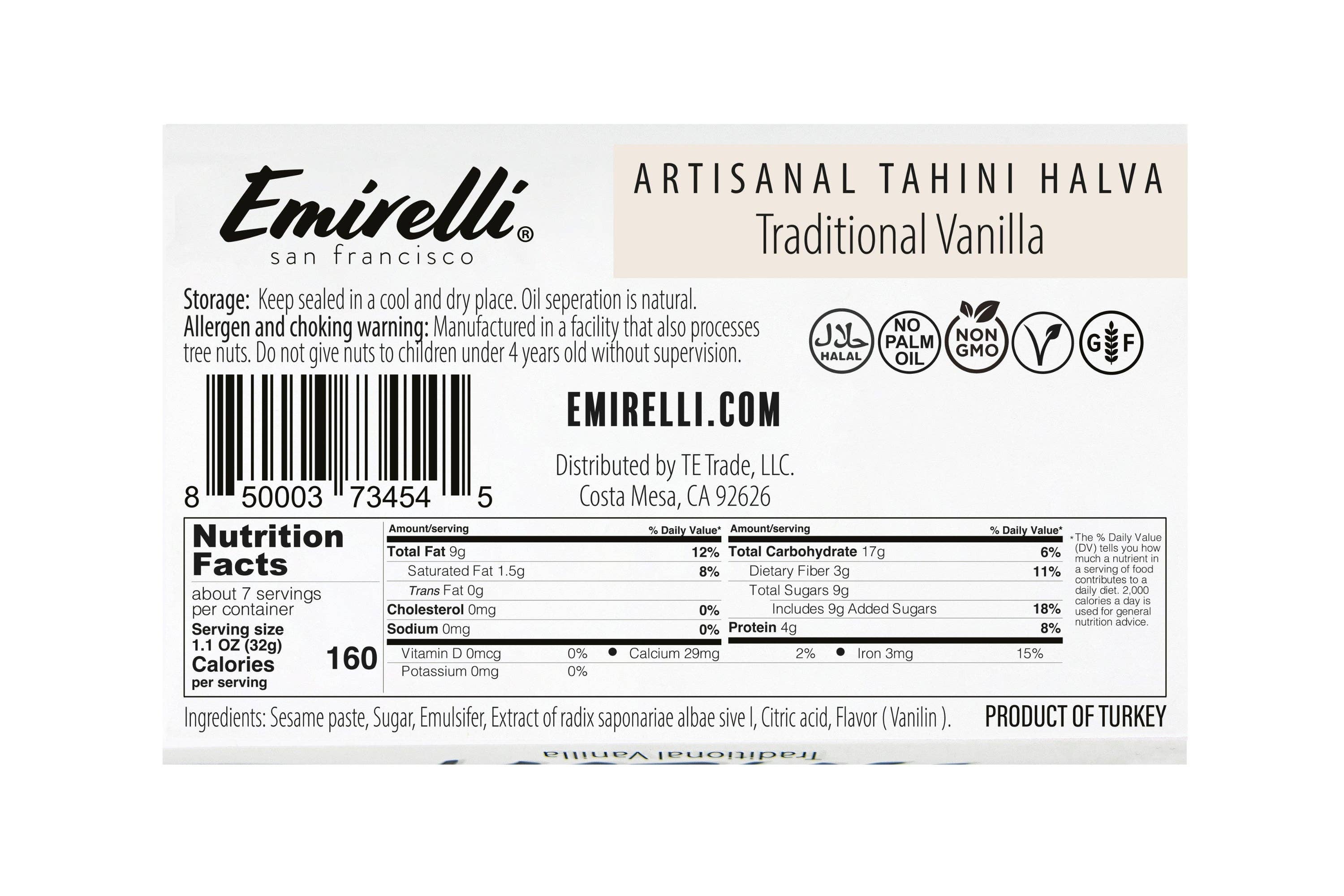 Emirelli - Wholesale Chocolate Bar - Emirelli Artisanal Tahini Halva Dessert - Traditional Vanill6