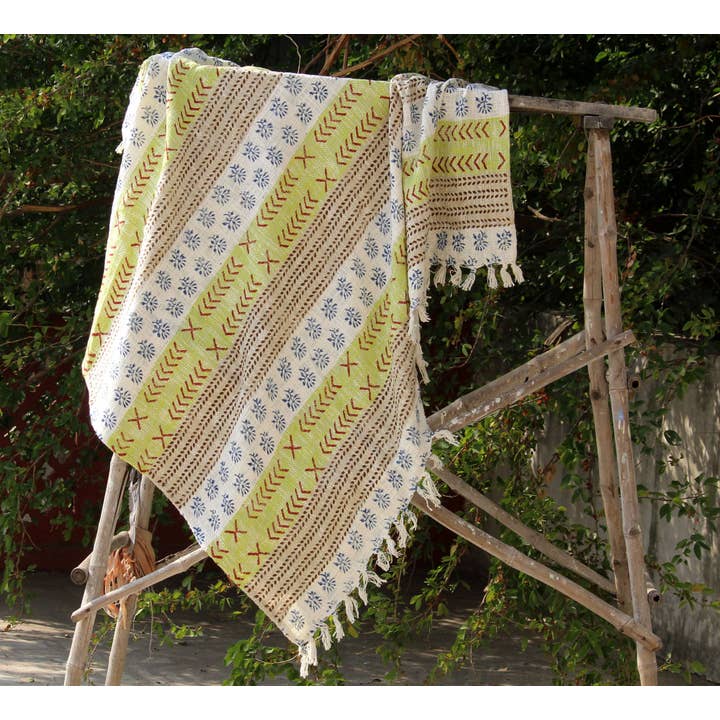 Bhawana Handicrafts - Vendita all'ingrosso Plaid - Coperta in cotone fatta a mano, copridivano, telo da spiaggia Boho