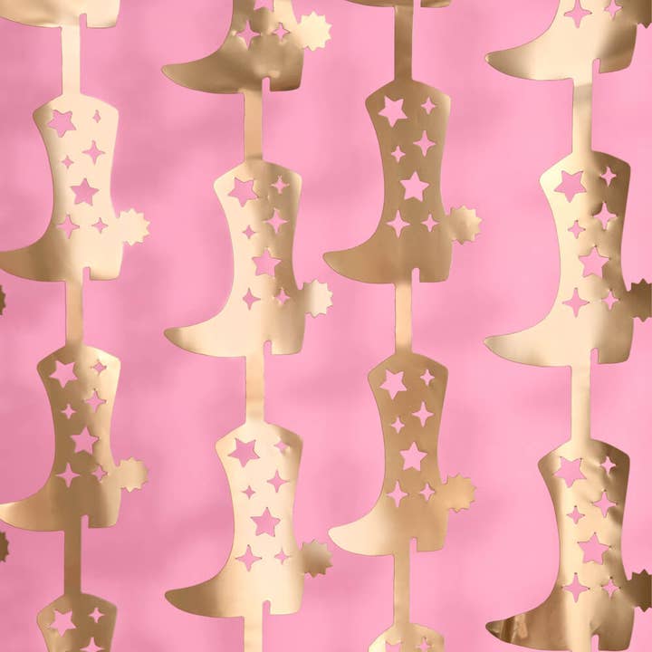 xo, Fetti - Wholesale Decal - Party Decorations - Gold Boot Foil Curtain Set | Western, Bachelorette5