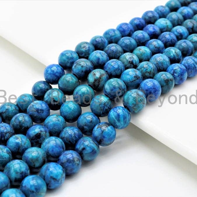 Natural Blue African Turquoise beads, Round Smooth 6mm/8mm/10mm Natural Gemstone Beads,Turquoise Beads, 15.5'' Full Strand, SKU#U298 for wholesale by BestBeads&Beyond