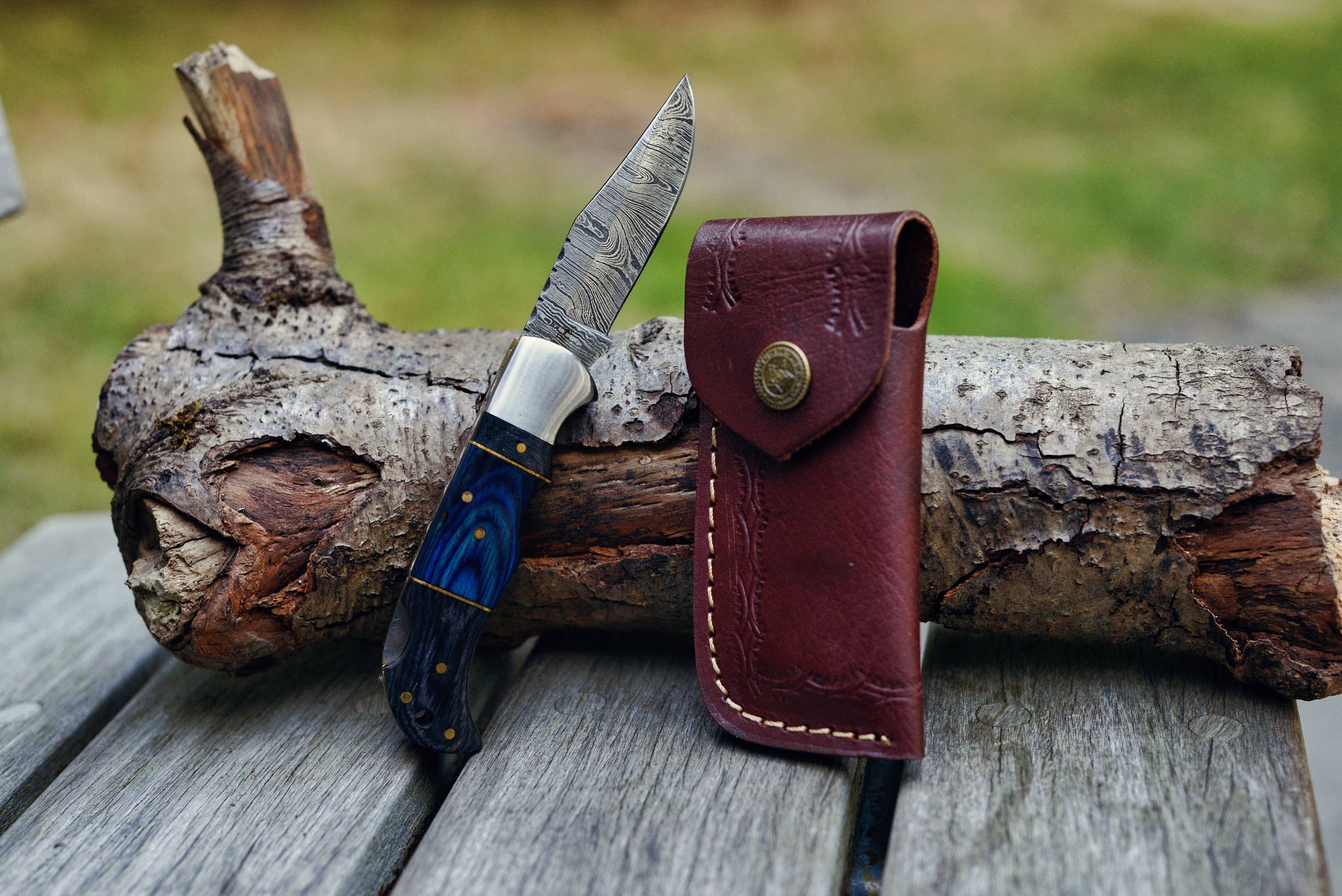 OnlyViking - Venta al por mayor Cuchillos de bolsillo/Soportes - Navaja plegable de bolsillo con hoja de acero auténtico Damasco2