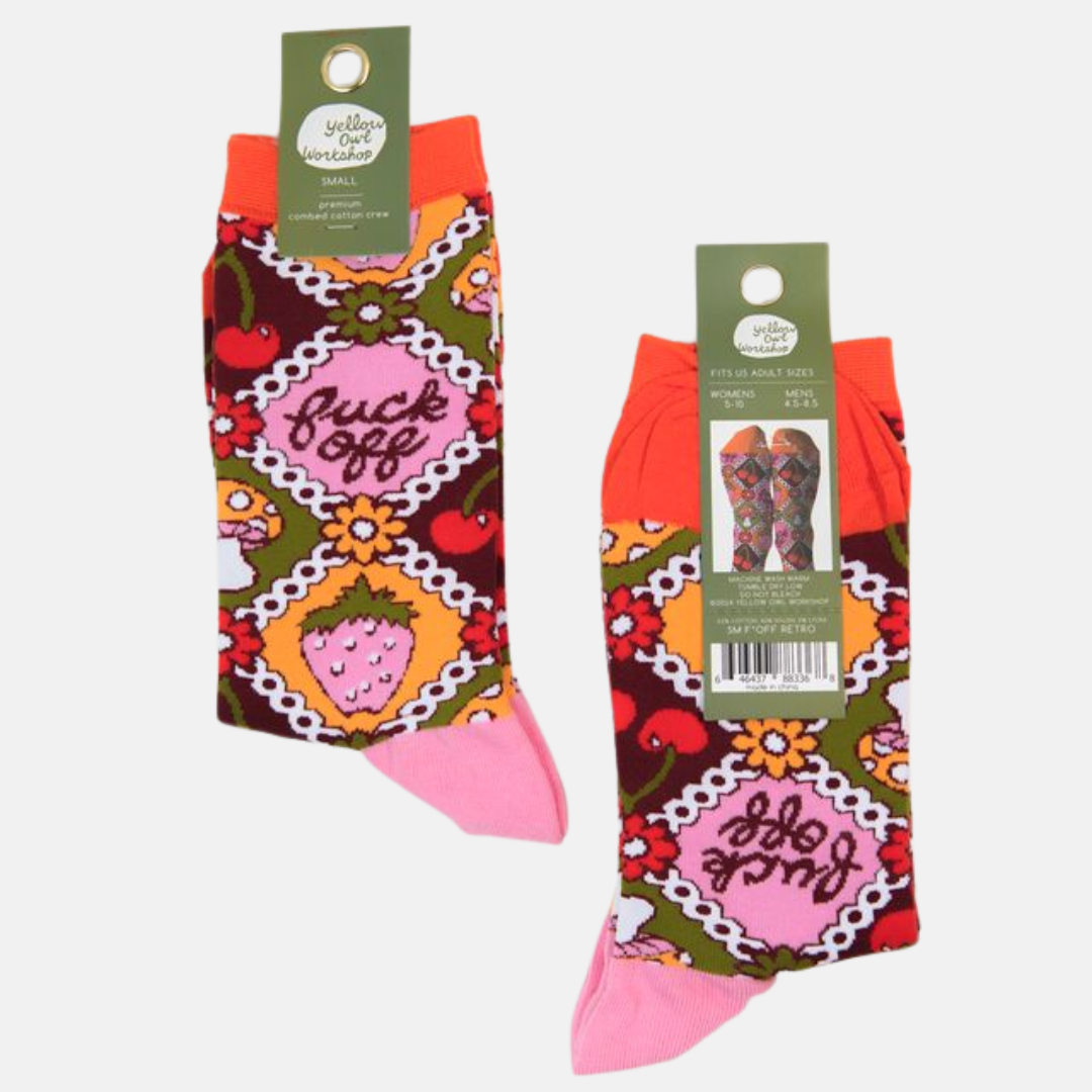 Yellow Owl Workshop - Wholesale Socks - Women's - F*ck Off Retro - Small Crew Retro Socks1
