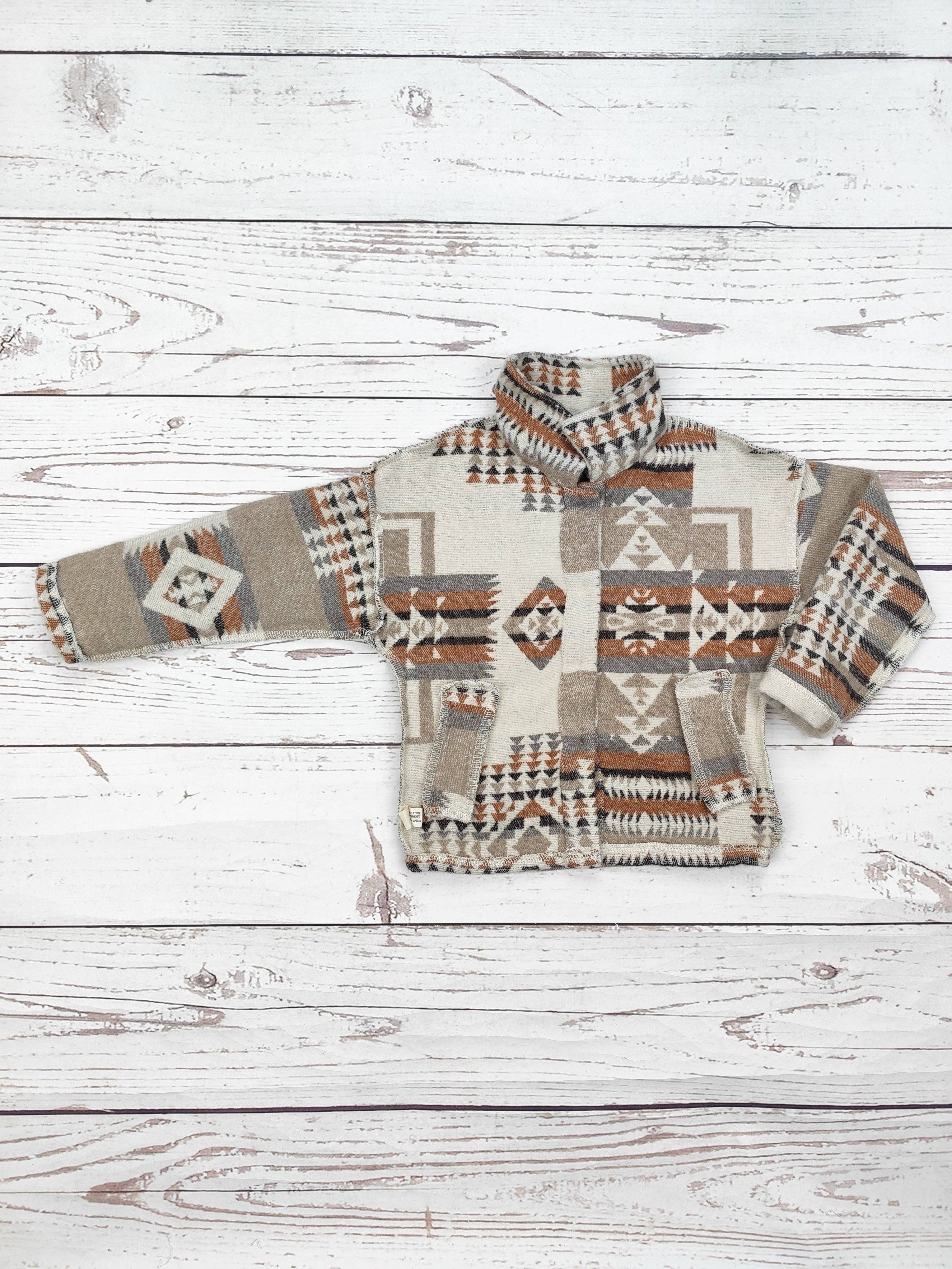 sassy kids palace - Wholesale Shirt Jacket/Shacket - Kids - Kids Khaki Aztec Printed Shacket1