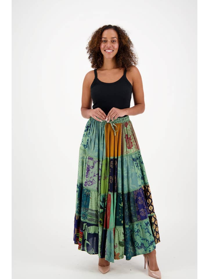 Assorted Bohemian Patchwork Skirt PAT-3262 for wholesale on Faire