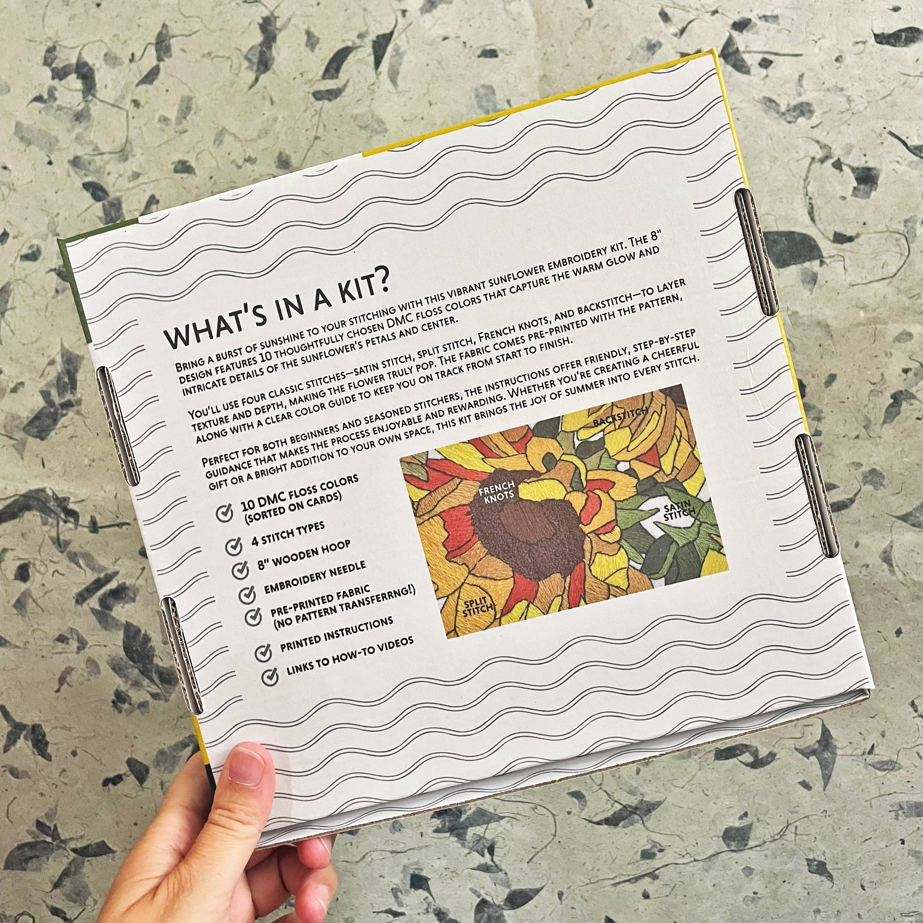 Kate Wyatt Fine Art – wholesale DIY craft kit – DIY Embroidery Kit - Sunflowers (8")5