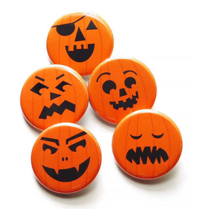 Halloween 1.25" Pinback Buttons PUMPKIN JACK O'LANTERN for wholesale by Word For Word Factory