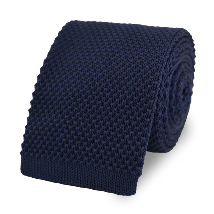 Men's Square End Knitted Tie - Navy Blue for wholesale by THE GENTS LAB