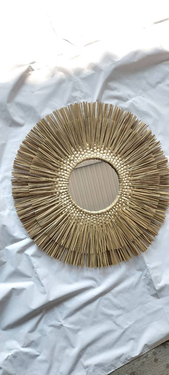 Coucou Bamboo - Wholesale Wall Mirror - 60cm Woven Natural Grass Round Mirror7