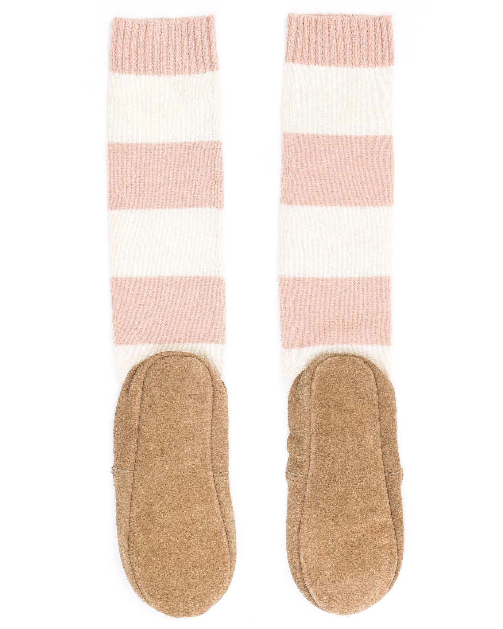 White Natural Cashmere Stripe Slipper Boots for wholesale on Faire2