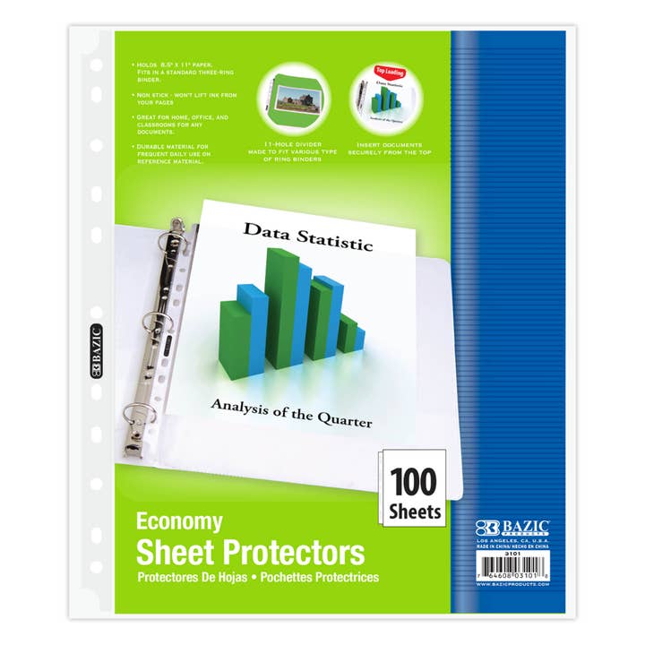 Sheet Protectors Economy Weight Top Loading (100/Pack) for wholesale by BAZIC Products