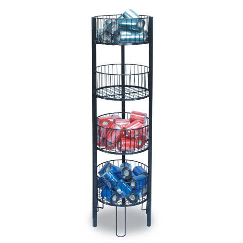 Specialty Store Services - Wholesale Retailer Display Stand/Case - Black 4 Tier Round Wire Bin Dump Display
