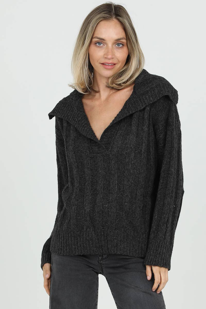 ANGIE - Vendita all'ingrosso Maglione tricot - Donna - PULLOVER CON SCOLLO A V IN MAGLIA A COSTINE XHP61-ASIS1