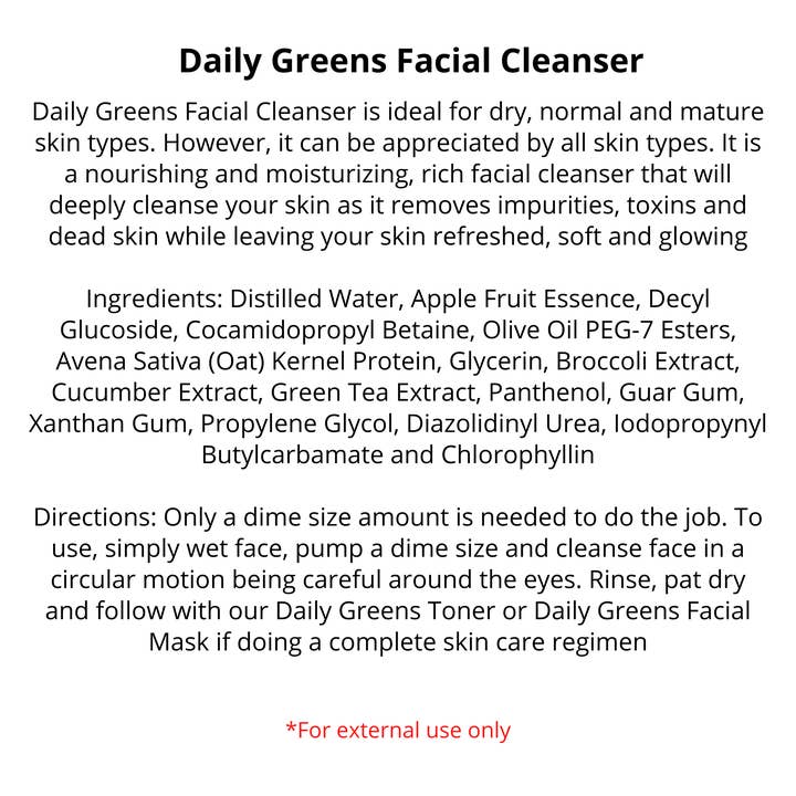 R. Drew Naturals, LLC - Wholesale Facial cleanser - Bulk - Daily Greens Face Wash - You Package & Label - Vegan1