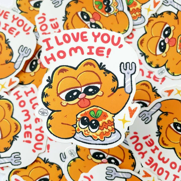 Ghostiekid - Wholesale Sticker - Garfield I Love You Homie | Vinyl Sticker
