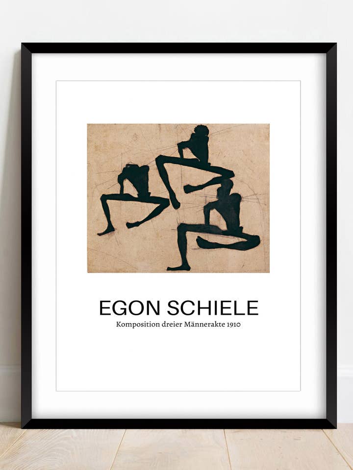 Egon Schiele, Komposition dreier Männerakte Print for wholesale by AwalkonthewildsideUK