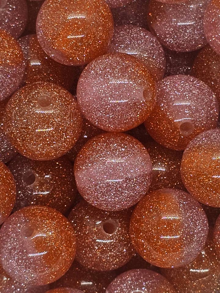 1 CT - Pink and Orange Glittery Resin Bead - 16MM for wholesale by MadiLind's Crafting Corner, LLC