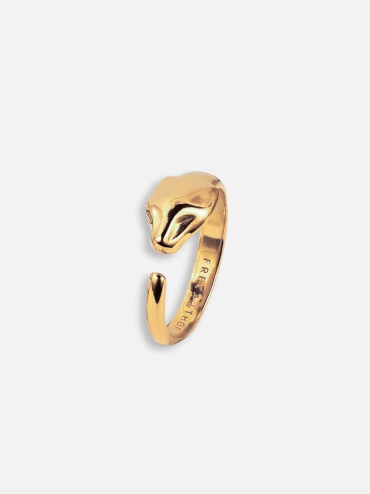 Anello Lynx in oro vermeil con apertura per la vendita all'ingrosso da parte di Freya & Thor of Sweden