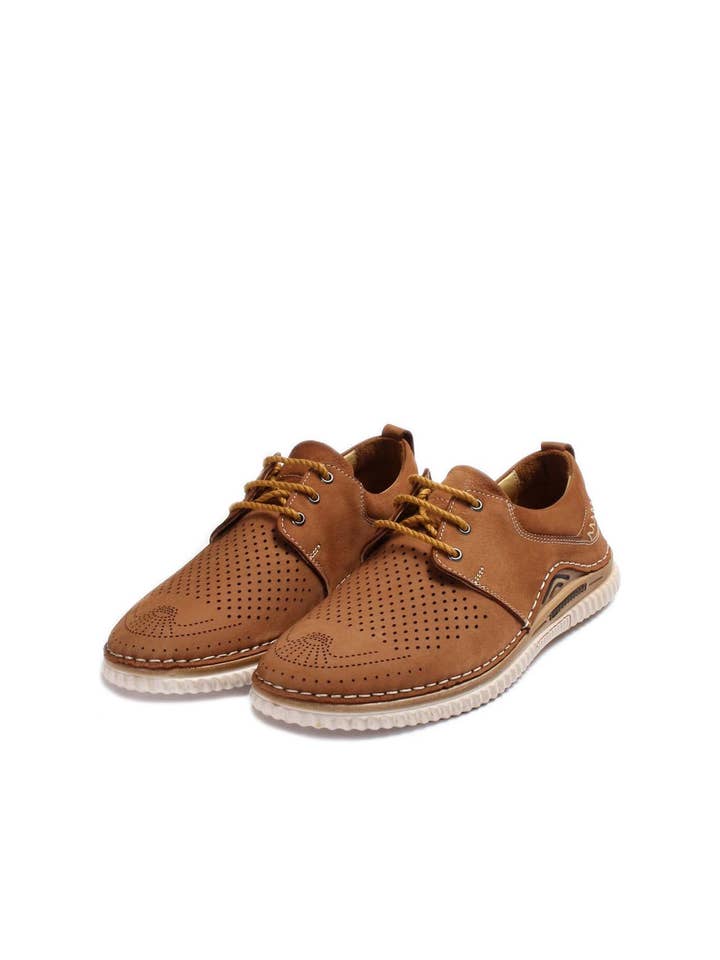 Taba Nubuk Chaussures derby décontractées perforées beige pour hommes - Wessi en vente sur Faire4