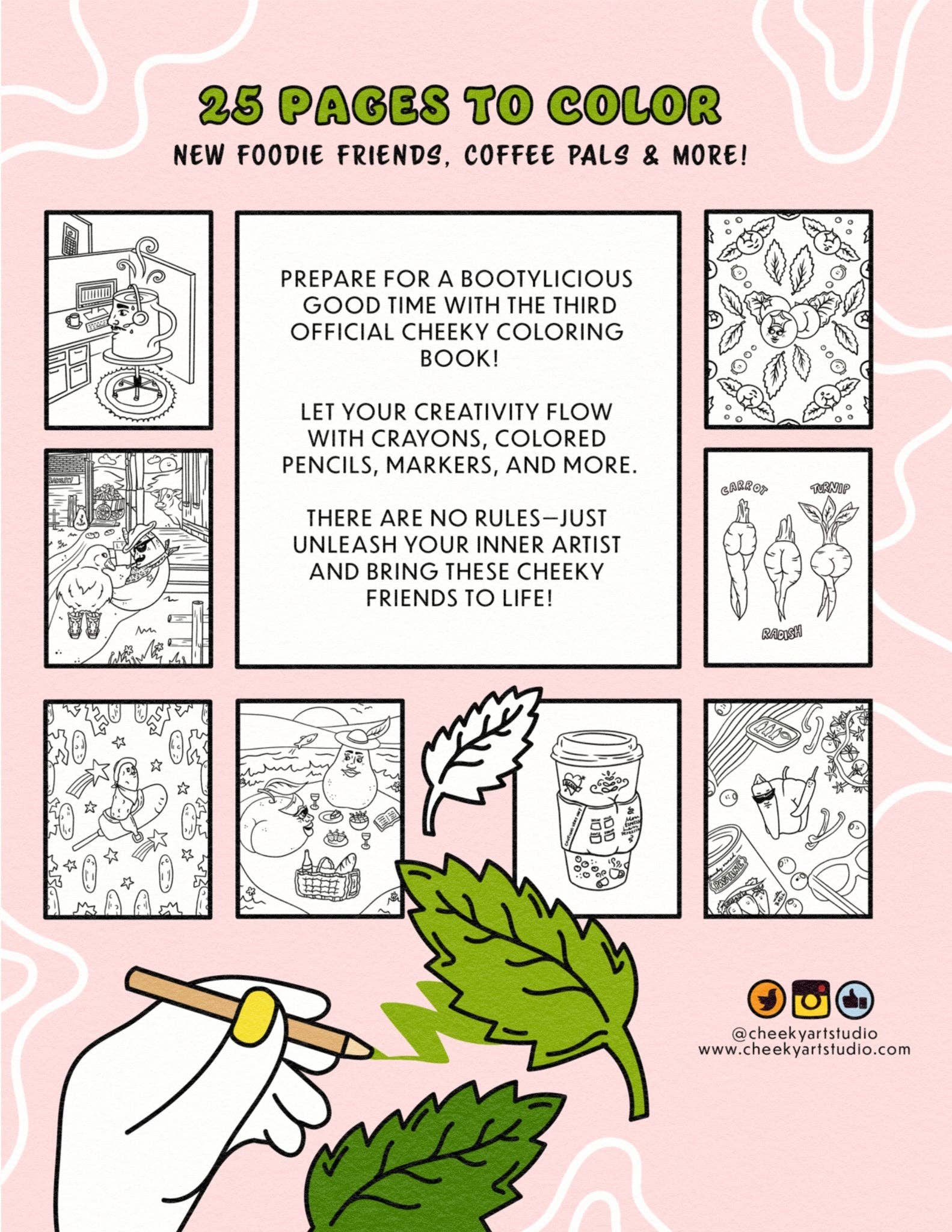 Cheeky Art Studio - Wholesale Coloring & Activity Book - Adult - Foodie Booties 3: An Even Cheekier, Even Sillier Coloring Book1