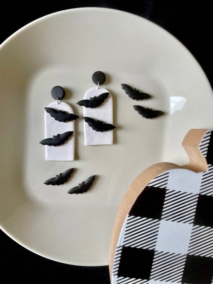 Bat Halloween Clay Earrings for wholesale by SeizeTheClayJewelry