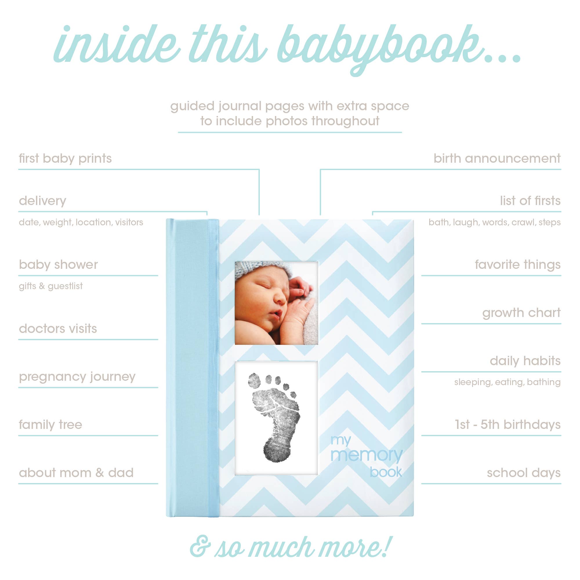 Pearhead - Wholesale Memory Book - Kids & Baby - Chevron Baby Book and Clean-Touch Ink Pad Kit2