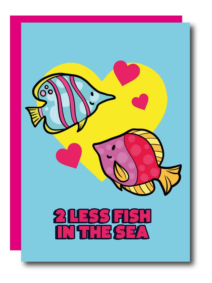 2 Minder Vissen In De Zee Huwelijkskaart voor wholesale door Studio Soph (We Pay Your Import Fees - We Ship DDP)