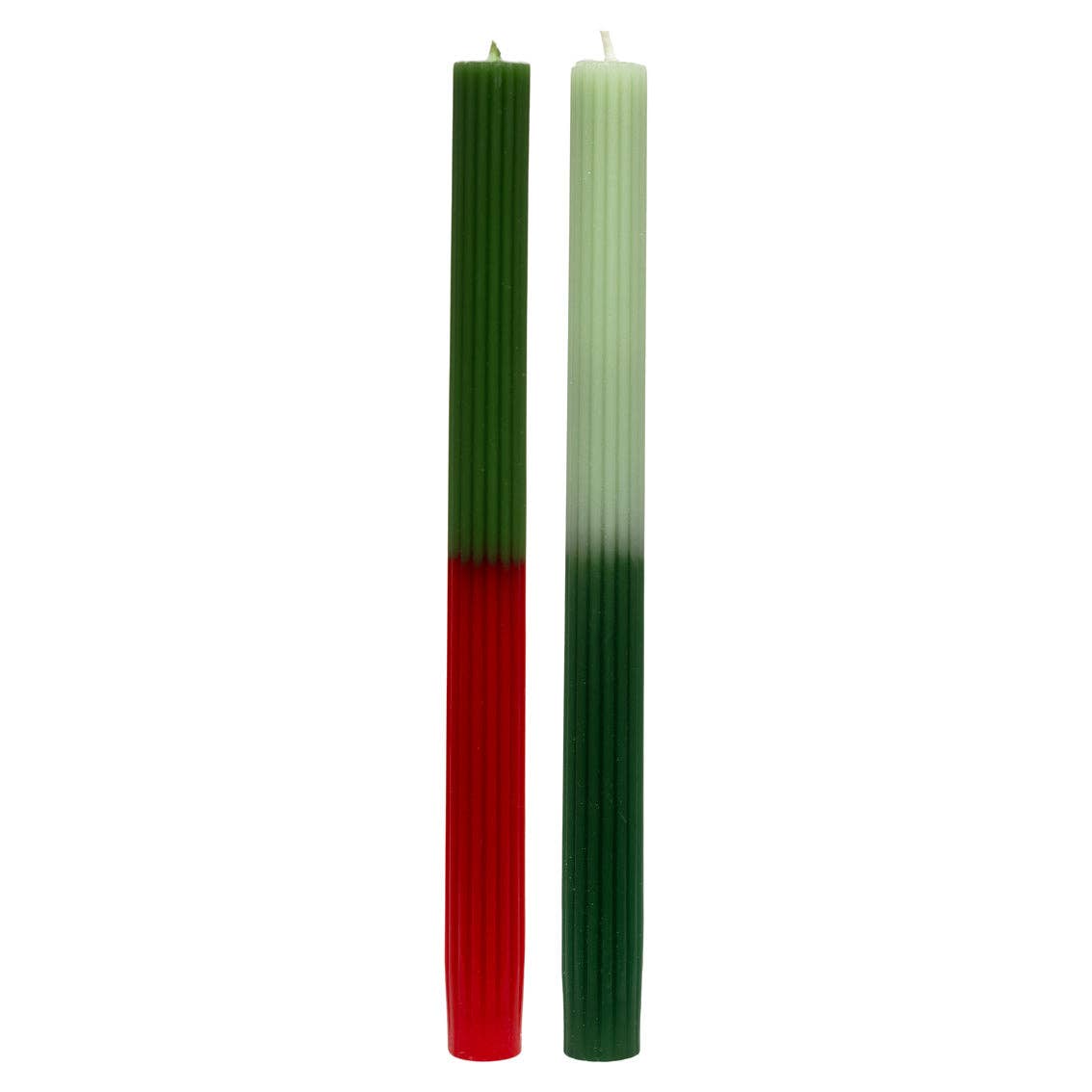 Talking Tables UK - Wholesale Tapered Candle/Candlestick - 2 Tone Red & Green Dinner Candles | 2 Pack |Christmas Décor|4