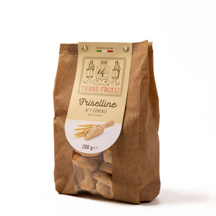 Terre dei Trulli – Crackers por atacado – Friselline Cozido com 7 Cereais 200g - Fabricado em Itália2
