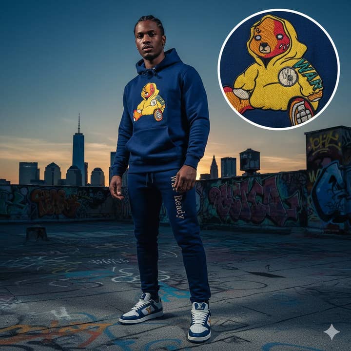 Adult " Hoodie SZN" Royal Blue Premium Fleece Jumpsuit for wholesale by War Ready