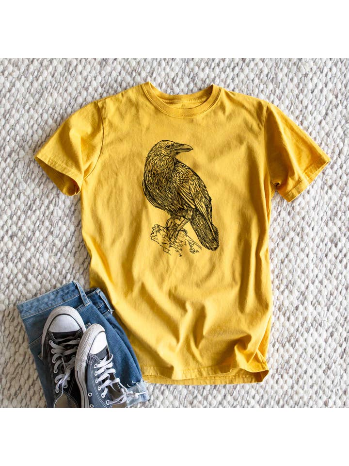 Because Tees - Wholesale Screen Printed T-Shirt - Men's - Corvus corax - Common Raven - Heavyweight Men's 100% Organic Cotton Tee