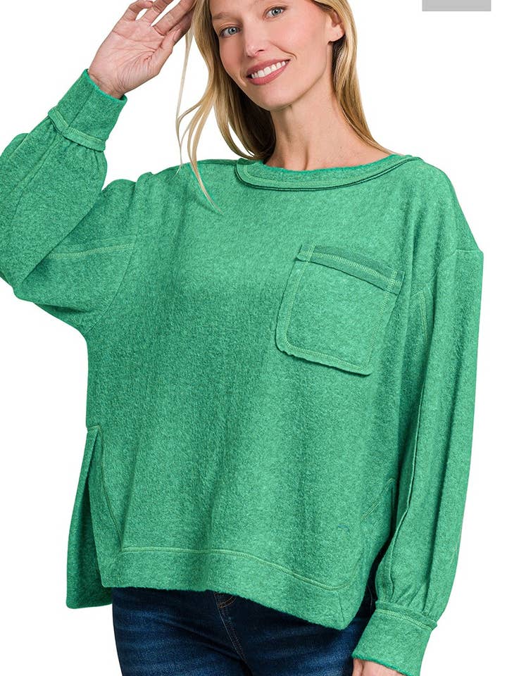 .0615 Plus Brushed Hacci Hi Low Round Neck Sweater SI-27123 for wholesale by 42POPS