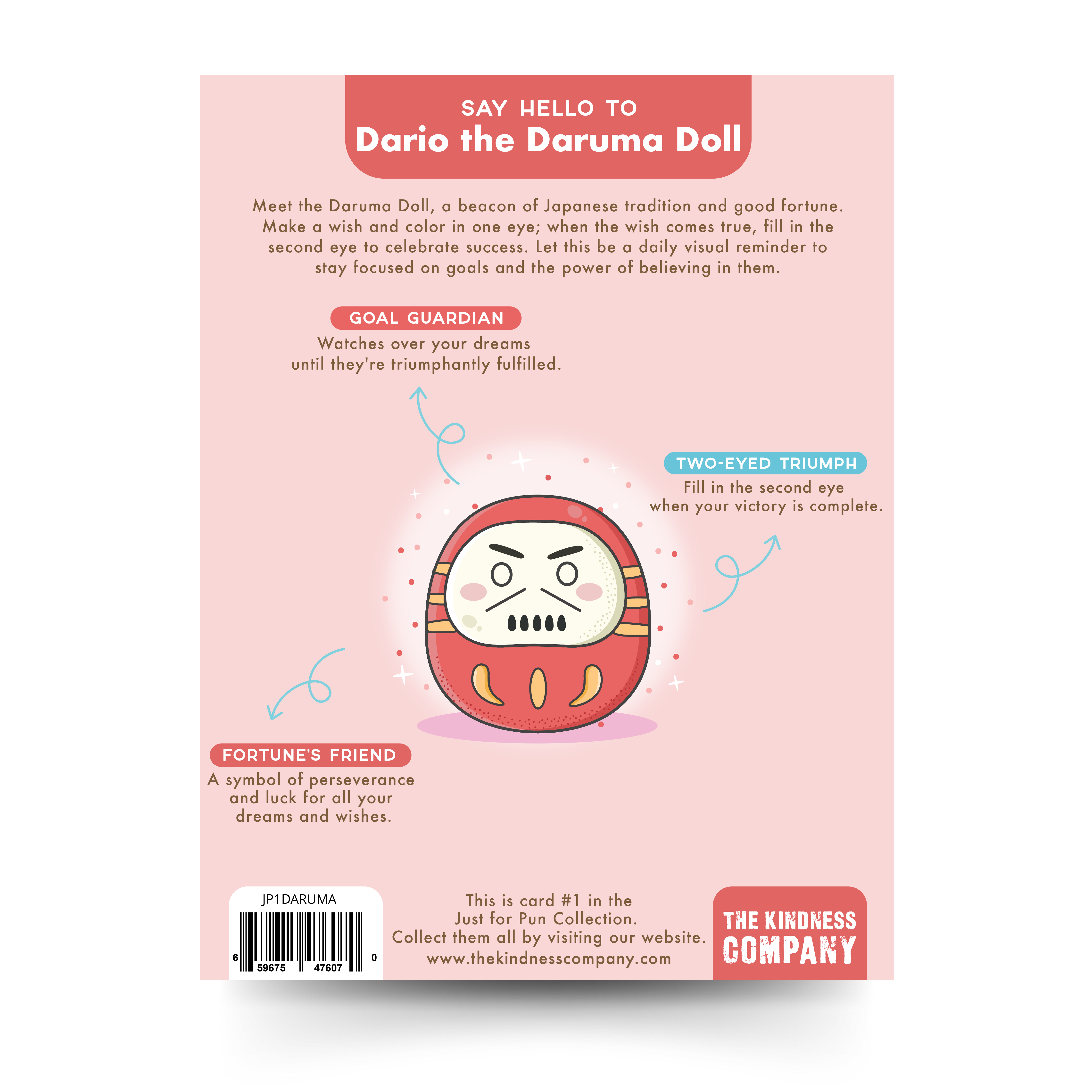 The Kindness Company – wholesale Encouragement card – Encouragement Card & Daruma Doll Character1