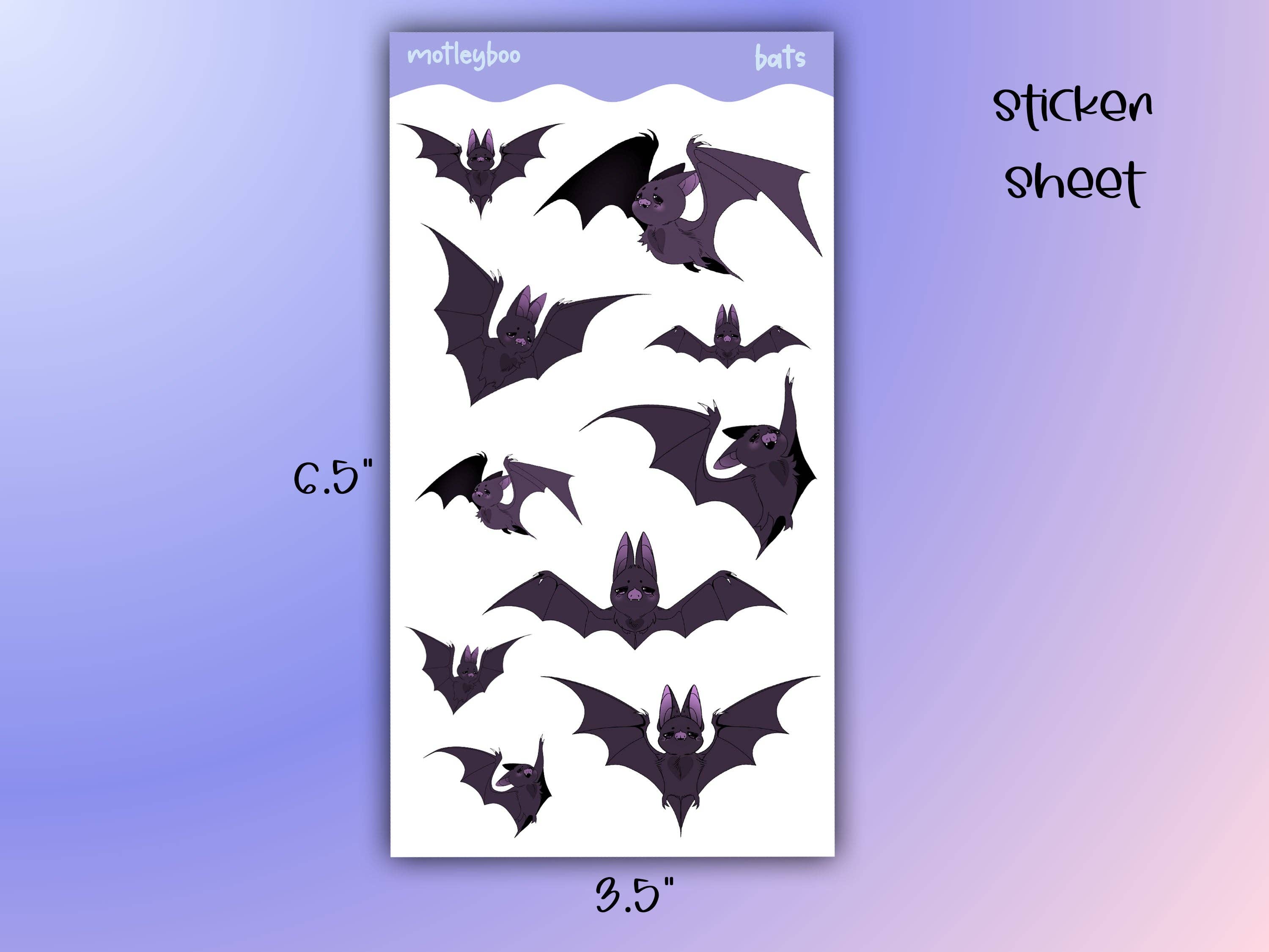 Motleyboo – wholesale Sticker – Midnight bat sticker sheet, stickers for halloween1